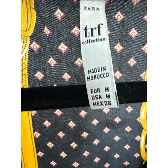 ZARA TRF Chain Print Satin Shirt Dress M Baroque Scarf Blouse 90s Vibes - Picture 2 of 5